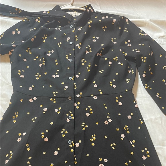 LOFT Black Floral Long Sleeve Dress - Picture 7 of 12